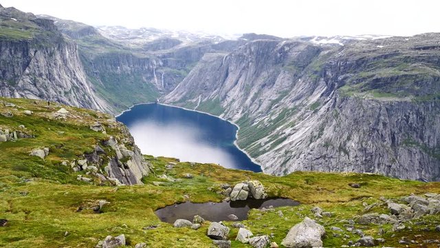 View near Trolltunga to Fjord and water