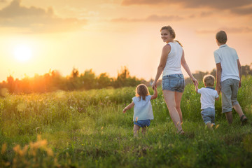 Fototapeta premium Large family with children