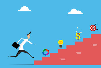 businessman running grow up graph vector