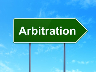 Law concept: Arbitration on road sign background