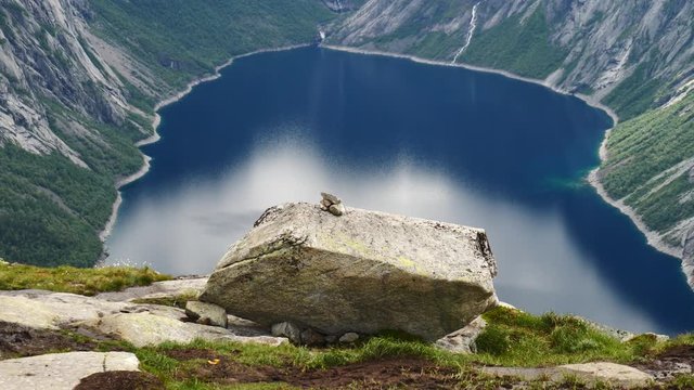 View near Trolltunga to Fjord and water