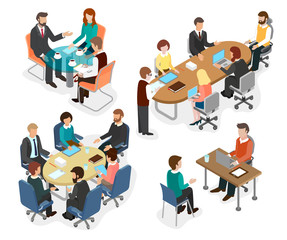 The office team discussed working questions at the table.