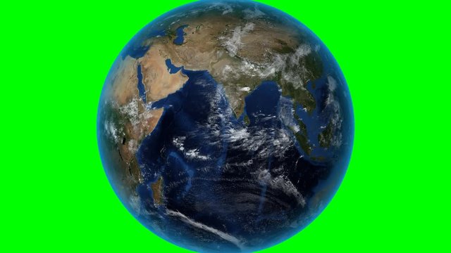 Kenya. 3D Earth in space - zoom in on Kenya outlined. Green screen background