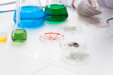 Male doctor working in the lab on virus vaccine