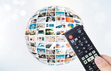 Television broadcast multimedia sphere abstract composition