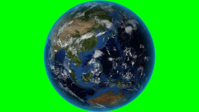Laos. 3D Earth in space - zoom in on Laos outlined. Green screen background