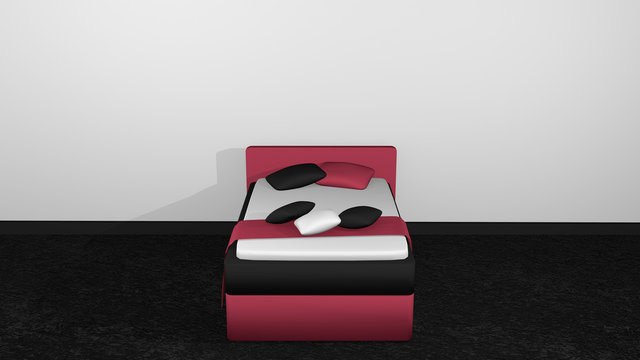 Modern bed in blackberry-black
