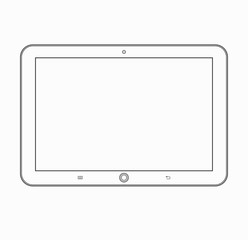Tablet computer outline icon. Modern vector tablet wireframe template isolated on white background