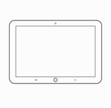 Tablet computer outline icon. Modern vector tablet wireframe template  isolated on white background Stock Vector | Adobe Stock