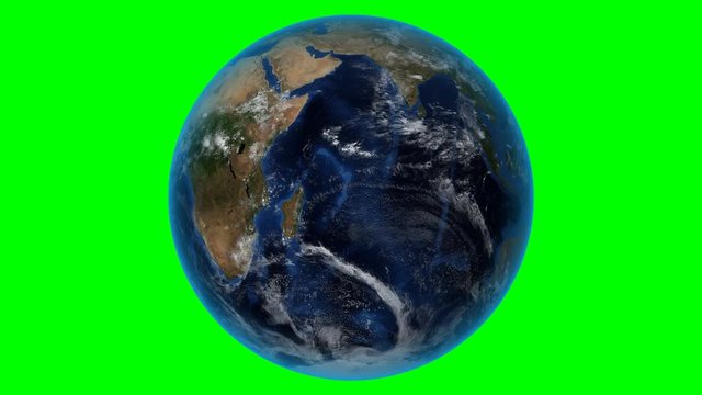 Lesotho. 3D Earth in space - zoom in on Lesotho outlined. Green screen background