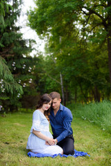 Fototapeta premium Happy pregnant family 