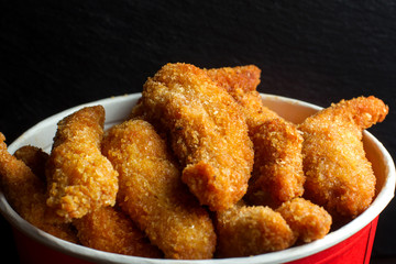 Bucket of chicken nagets.