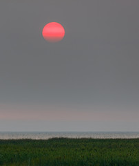 Red sunset in a haze