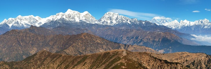 Panoramic view of himalaya range from Pikey peak