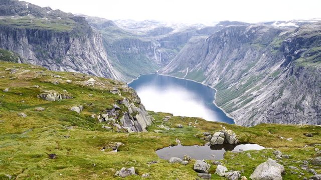 View near Trolltunga to Fjord and water