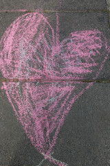 purple heart on the street painted with chalk