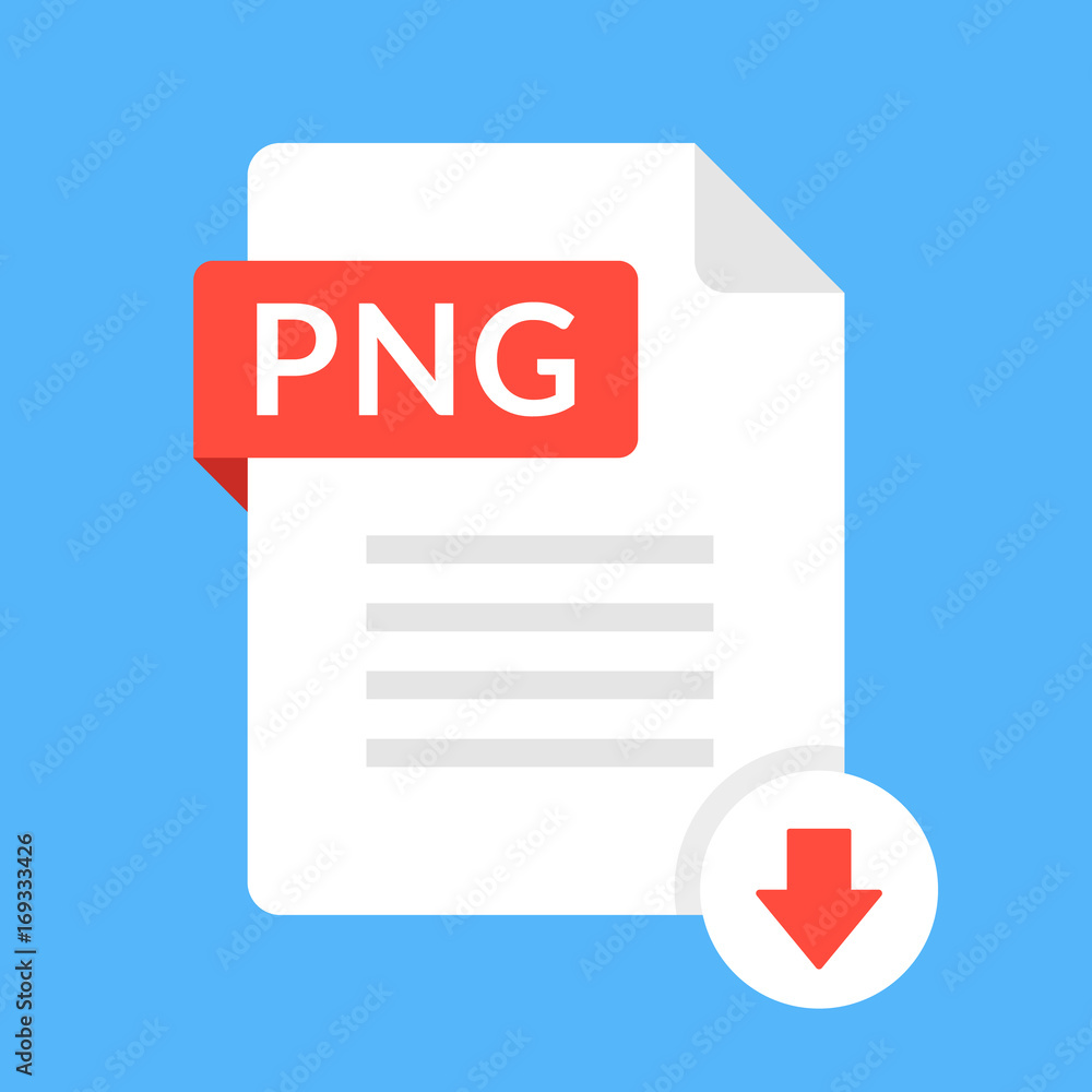 Aufkleber download png icon. file with png label and down arrow sign. image file format. downloading document 