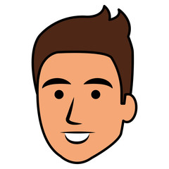 young man head avatar character vector illustration design