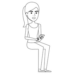 beautiful businesswoman with smartphone avatar vector illustration design