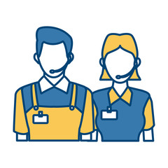 delivery man and woman portrait people worker vector illustration