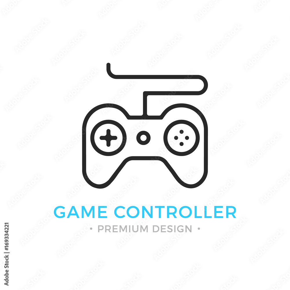 Poster game controller icon. outline gamepad logo. modern vector thin line icon