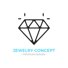 Fototapeta premium Jewelry icon. Outline gem logo. Jewellery, brilliant, emerald, shiny diamond concepts. Premium quality. Modern vector thin line icon