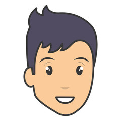 young man head avatar character vector illustration design