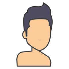 young man shirtless avatar character vector illustration design