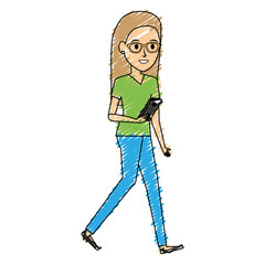 beautiful businesswoman with smartphone avatar vector illustration design