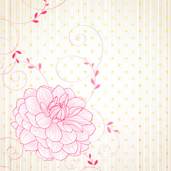 Hand-drawing floral background with flower dahlia.