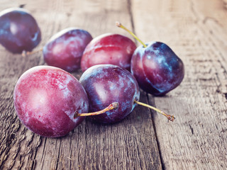 Fresh ripe plum prunes crop harvest