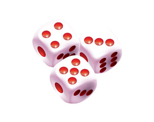 White dices with red dots on white background