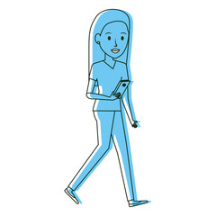 beautiful businesswoman with smartphone avatar vector illustration design