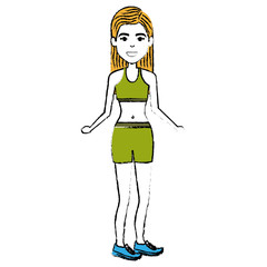 Woman in sports suit character vector illustration design