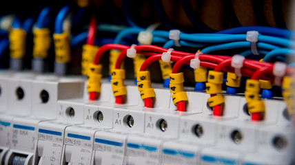 Voltage switchboard with circuit breakers.