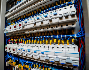 Voltage switchboard with circuit breakers.