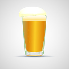 Realistic glass of beer