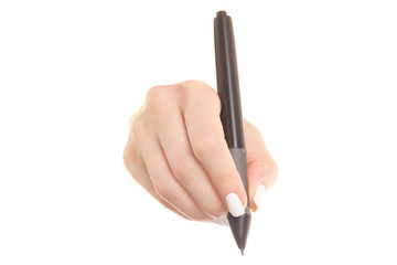 Black pen sign female hand