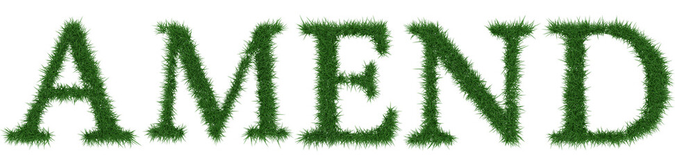 Fototapeta na wymiar Amend - 3D rendering fresh Grass letters isolated on whhite background.