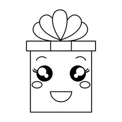 gift box kawaii character vector illustration design