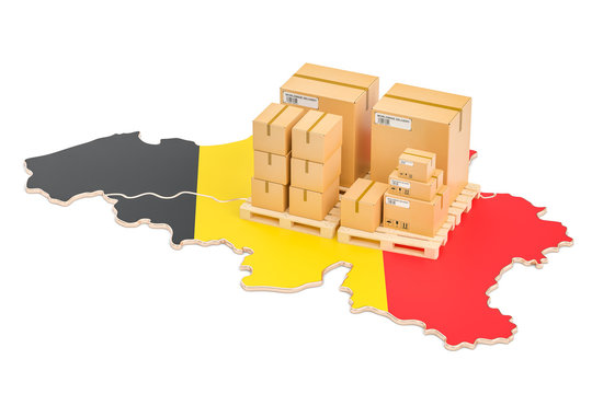 Shipping and Delivery from Belgium concept, 3D rendering