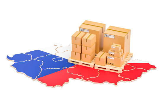 Shipping and Delivery from Czech Republic concept, 3D rendering