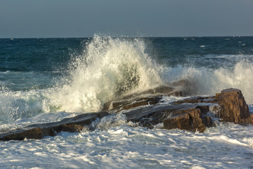 Sunset view of the rocks at the coastline of Chernomorets, Burgas region, Bulgaria