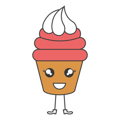 delicious cupcake bakery kawaii character vector illustration design