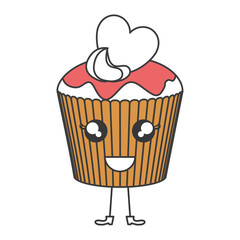 delicious cupcake bakery kawaii character vector illustration design