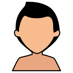 young man shirtless avatar character vector illustration design