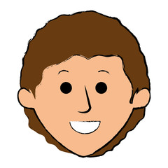 young man head avatar character vector illustration design