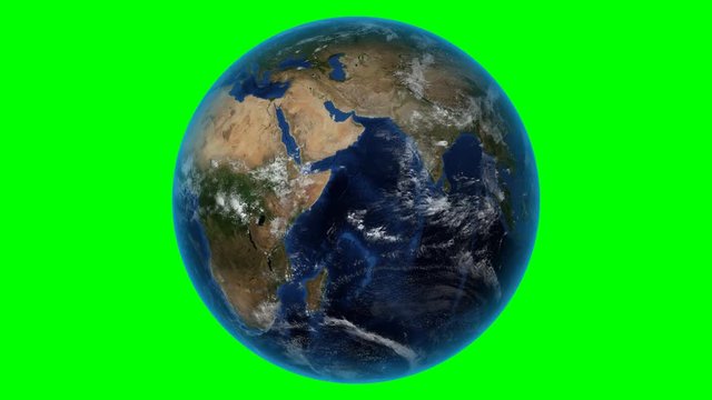 Namibia. 3D Earth in space - zoom in on Namibia outlined. Green screen background