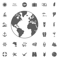 Vector Set of Black Globe Icons