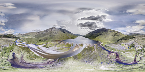 Aerial view of the paradisal landscape of Glen Etive